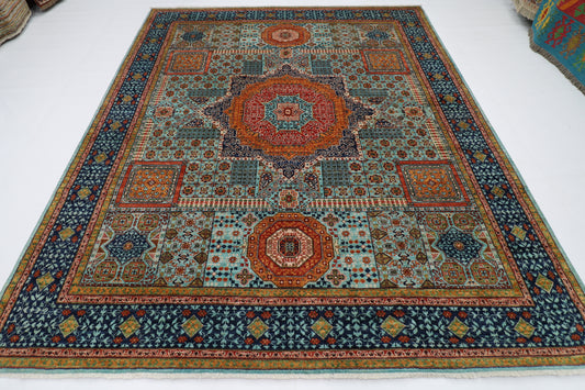 250 x 300 cm | Mamluk Turquoise Afghan Tribal Hand Knotted Wool Carpet