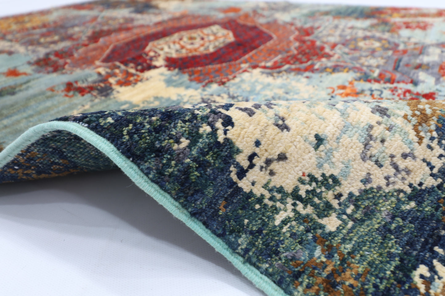 103 x 144 cm | Abstract Area Rug Afghan Hand Knotted Veg Dye Wool carpet