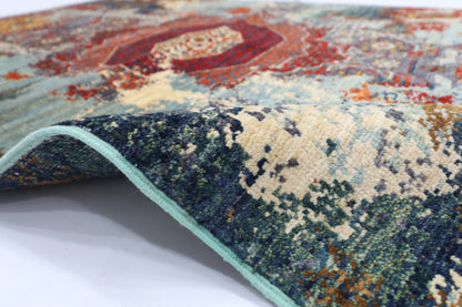 103 x 144 cm | Abstract Area Rug Afghan Hand Knotted Veg Dye Wool carpet