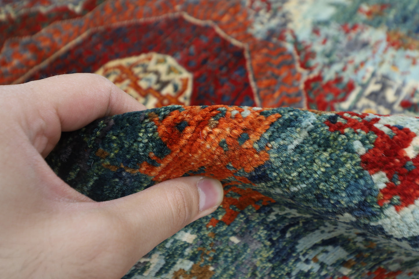 103 x 144 cm | Abstract Area Rug Afghan Hand Knotted Veg Dye Wool carpet