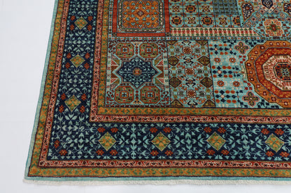 250 x 300 cm | Mamluk Turquoise Afghan Tribal Hand Knotted Wool Carpet