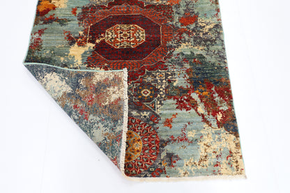 103 x 144 cm | Abstract Area Rug Afghan Hand Knotted Veg Dye Wool carpet