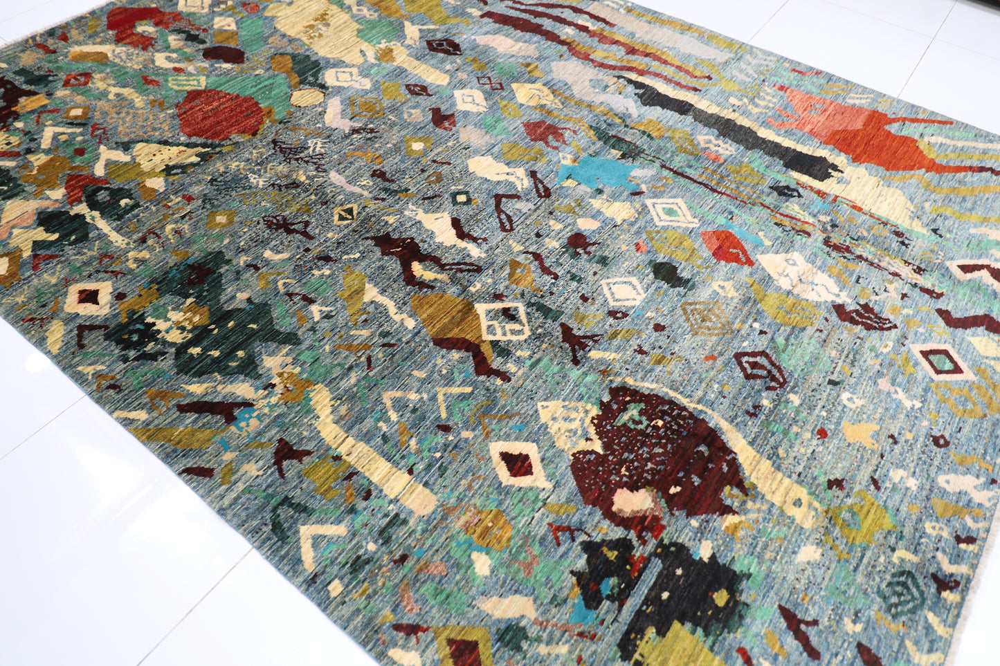 252 x 346 cm | Abstract Afghan Hand Knotted Carpet
