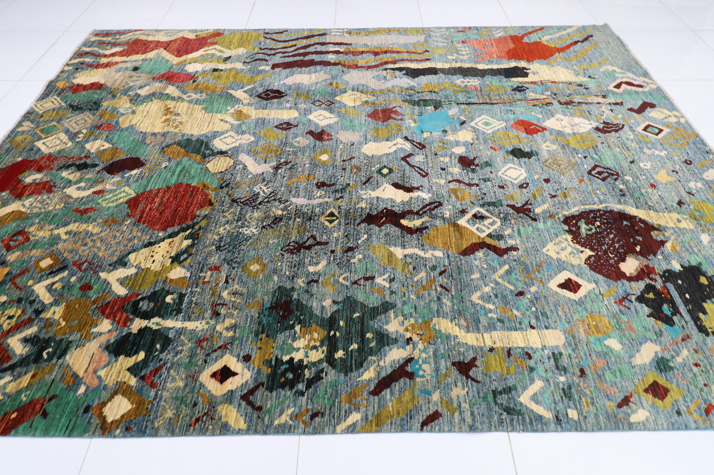 252 x 346 cm | Abstract Afghan Hand Knotted Carpet