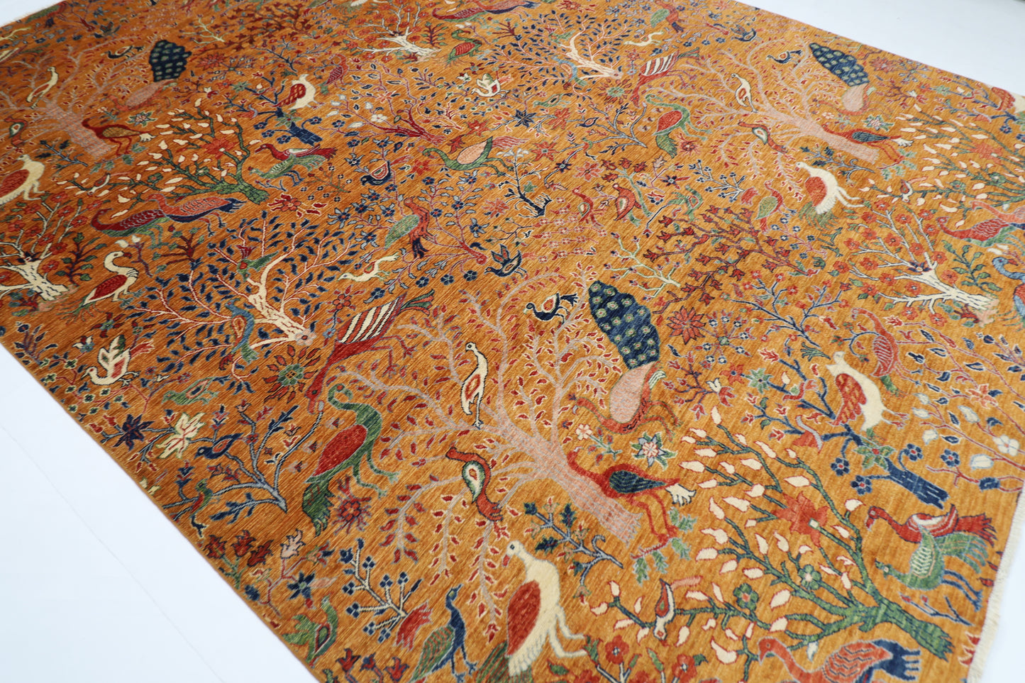 270 x 357 cm | Birds Pictorial Afghan Tribal Hand Knotted Wool Carpet