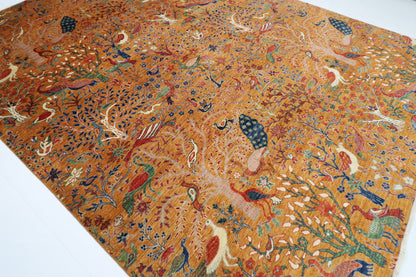 270 x 357 cm | Birds Pictorial Afghan Tribal Hand Knotted Wool Carpet