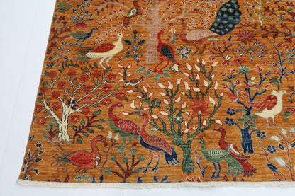 270 x 357 cm | Birds Pictorial Afghan Tribal Hand Knotted Wool Carpet