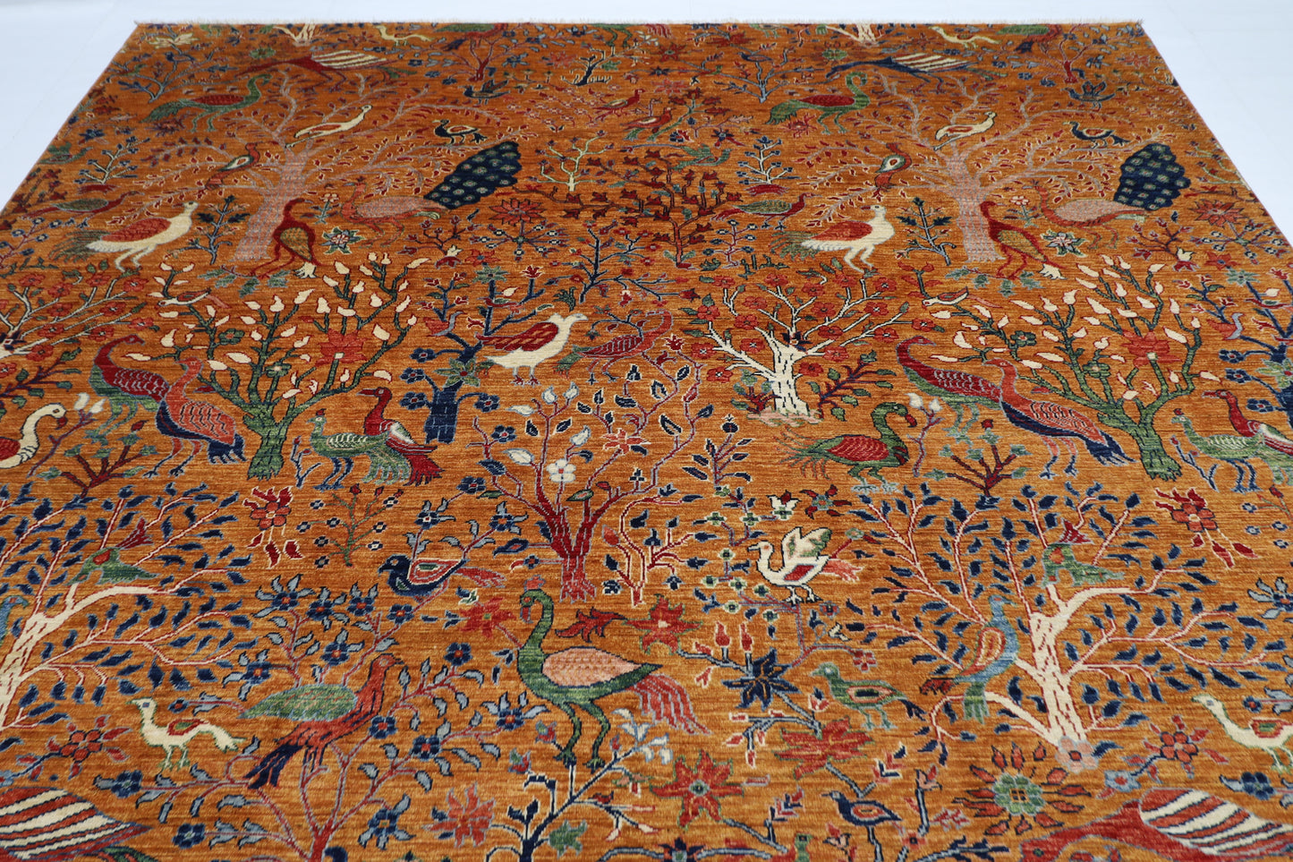 270 x 357 cm | Birds Pictorial Afghan Tribal Hand Knotted Wool Carpet