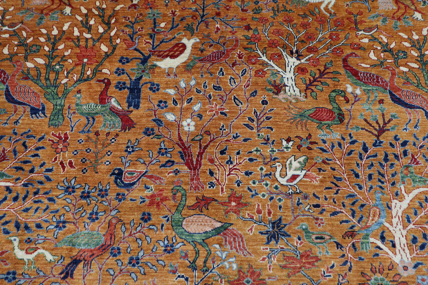 270 x 357 cm | Birds Pictorial Afghan Tribal Hand Knotted Wool Carpet