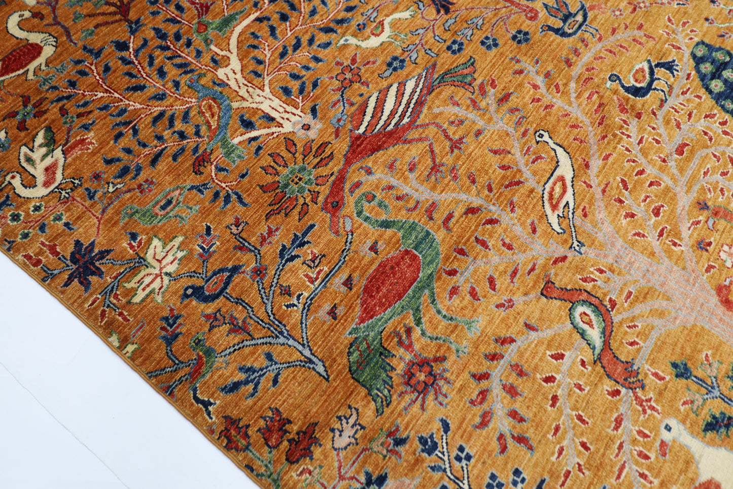 270 x 357 cm | Birds Pictorial Afghan Tribal Hand Knotted Wool Carpet