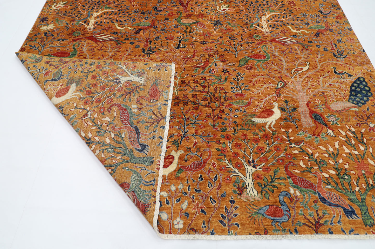 270 x 357 cm | Birds Pictorial Afghan Tribal Hand Knotted Wool Carpet