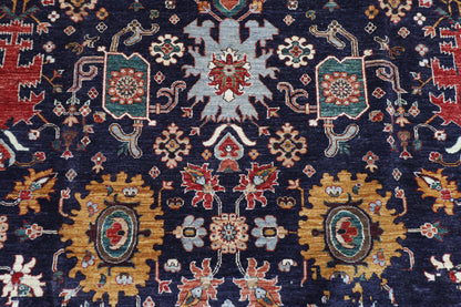 275 x 360 cm | Abstract Navy Afghan Hand Knotted Carpet