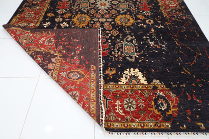275 x 360 cm | Abstract Navy Afghan Hand Knotted Carpet