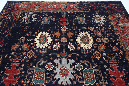271 x 374 cm | Abstract Navy Afghan Hand Knotted Carpet