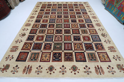 272 x 367 cm | Bakhtiari Beige Afghan Tribal Hand Knotted Wool Carpet