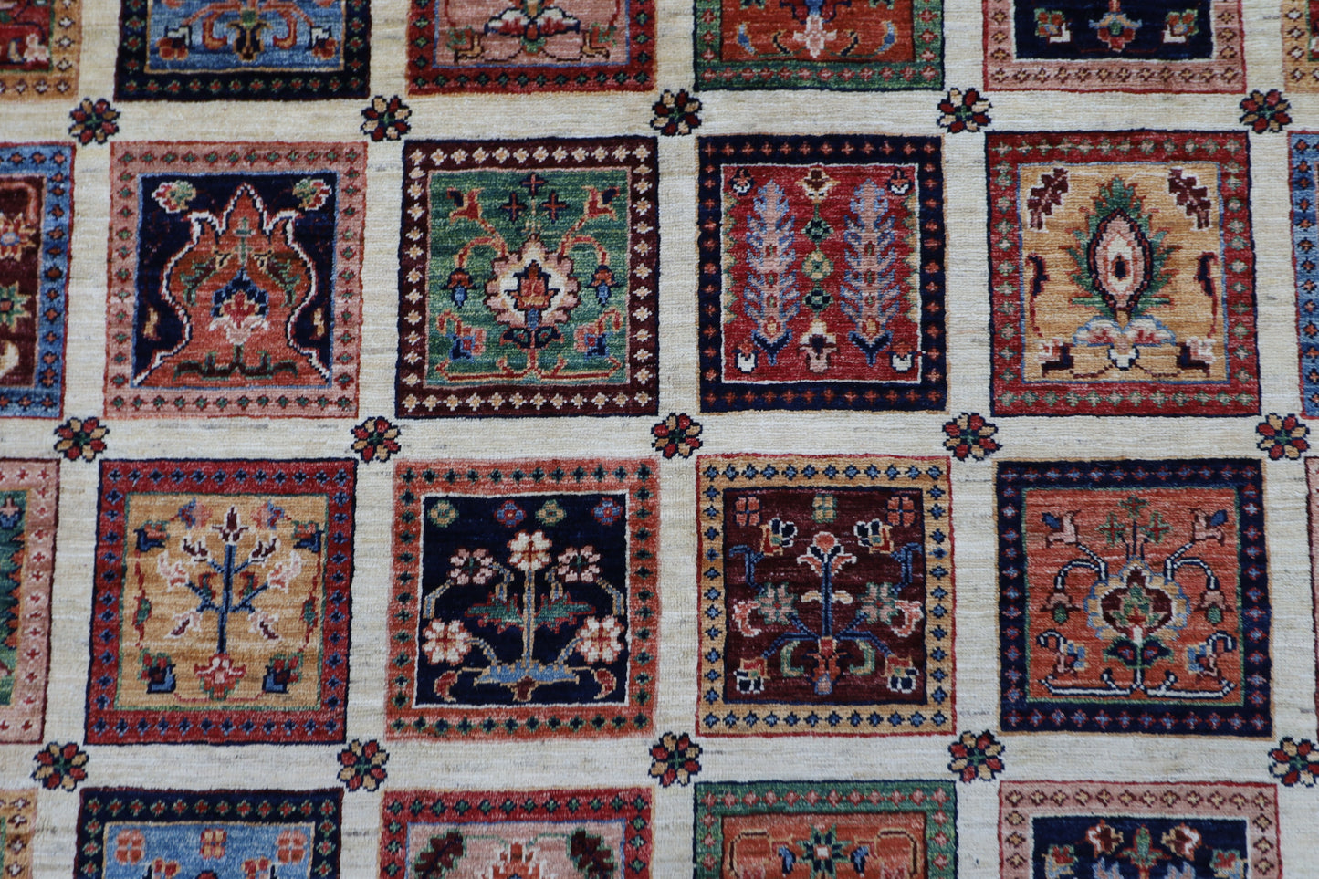 272 x 367 cm | Bakhtiari Beige Afghan Tribal Hand Knotted Wool Carpet