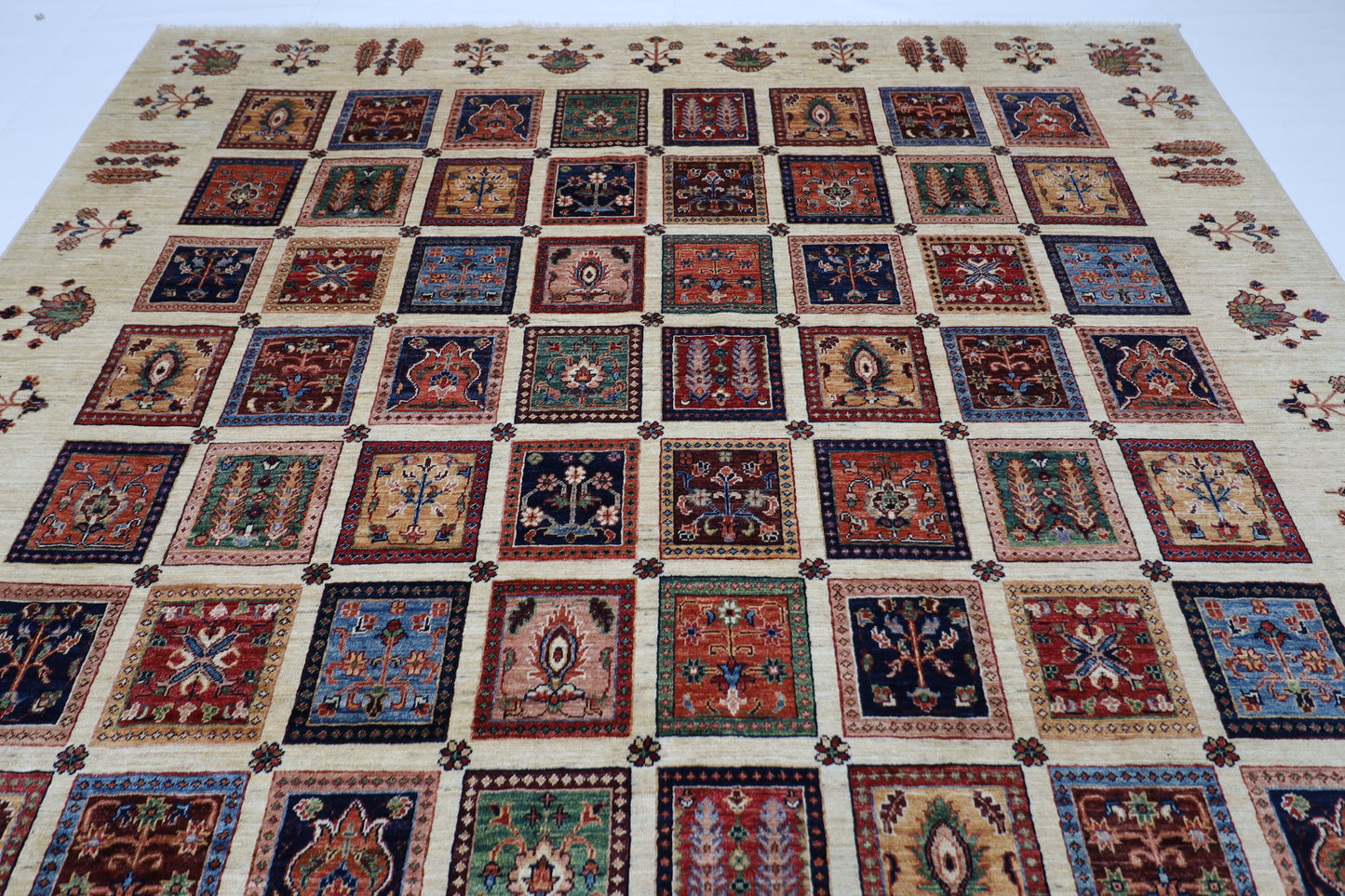 272 x 367 cm | Bakhtiari Beige Afghan Tribal Hand Knotted Wool Carpet