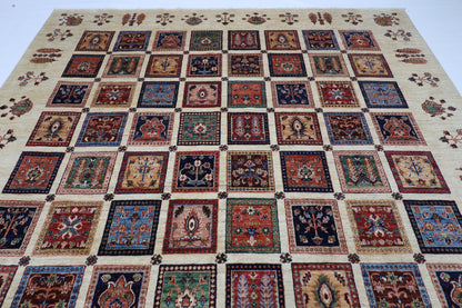 272 x 367 cm | Bakhtiari Beige Afghan Tribal Hand Knotted Wool Carpet