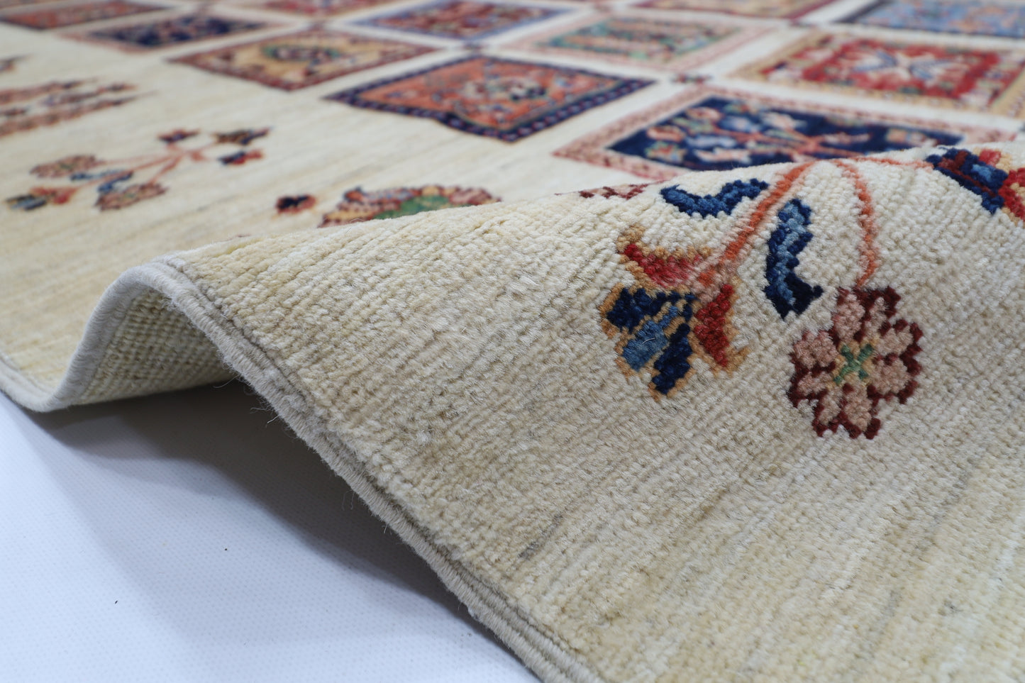 272 x 367 cm | Bakhtiari Beige Afghan Tribal Hand Knotted Wool Carpet