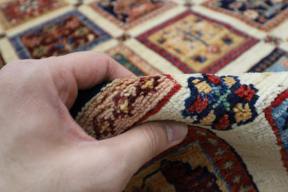 272 x 367 cm | Bakhtiari Beige Afghan Tribal Hand Knotted Wool Carpet