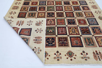 272 x 367 cm | Bakhtiari Beige Afghan Tribal Hand Knotted Wool Carpet