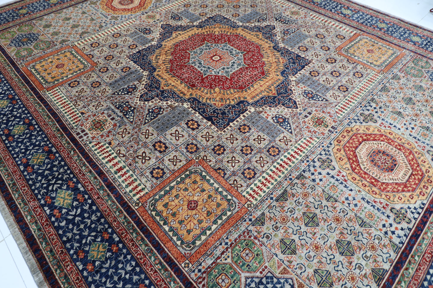 362 x 458 cm | Mamluk Area Rug Afghan Hand Knotted Veg Dye Wool carpet
