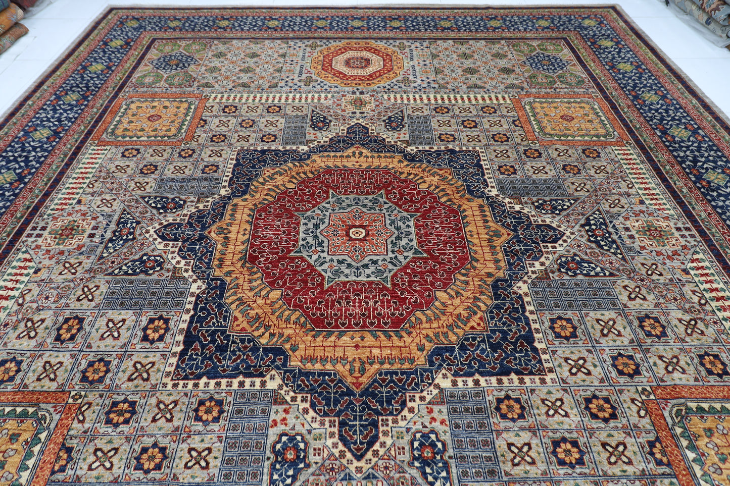 362 x 458 cm | Mamluk Area Rug Afghan Hand Knotted Veg Dye Wool carpet