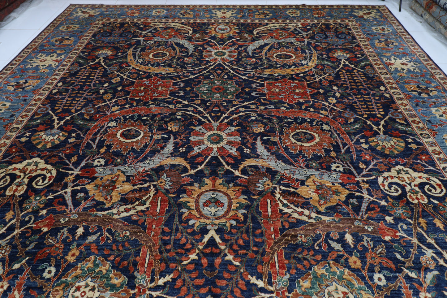 372 x 545 cm | Clark Sickle Leaf Area Rug Afghan Hand Knotted Veg Dye Wool carpet