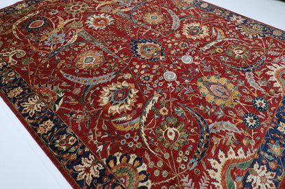 274 x 362 cm | Sickle Leaf Afghan Tribal Hand Knotted Wool Carpet