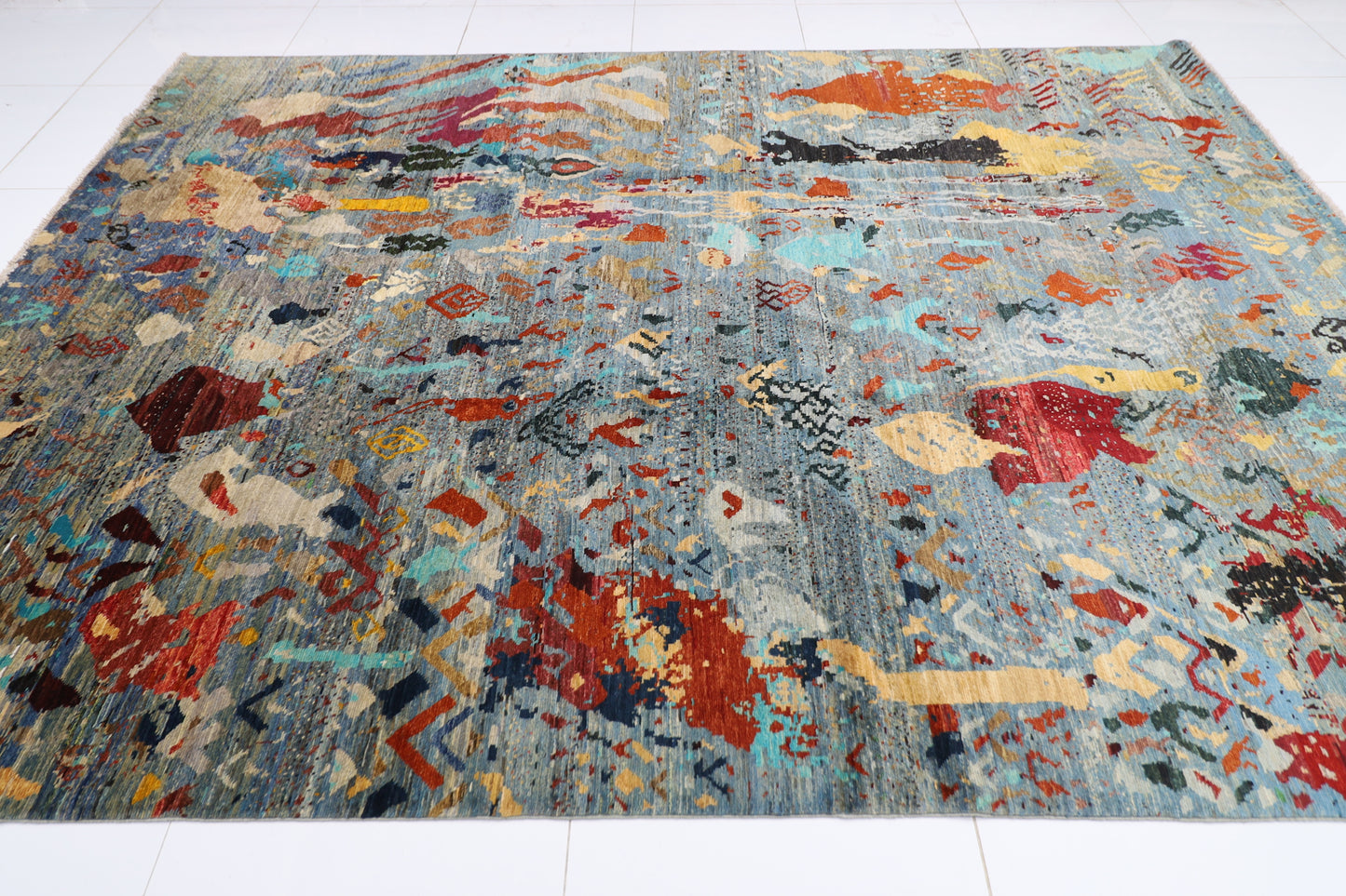 252 x 344 cm | Abstract Afghan Hand Knotted Carpet