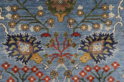 396 x 591 cm | Floral Blue Area Rug Afghan Hand Knotted Veg Dye Wool carpet