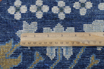 396 x 591 cm | Floral Blue Area Rug Afghan Hand Knotted Veg Dye Wool carpet
