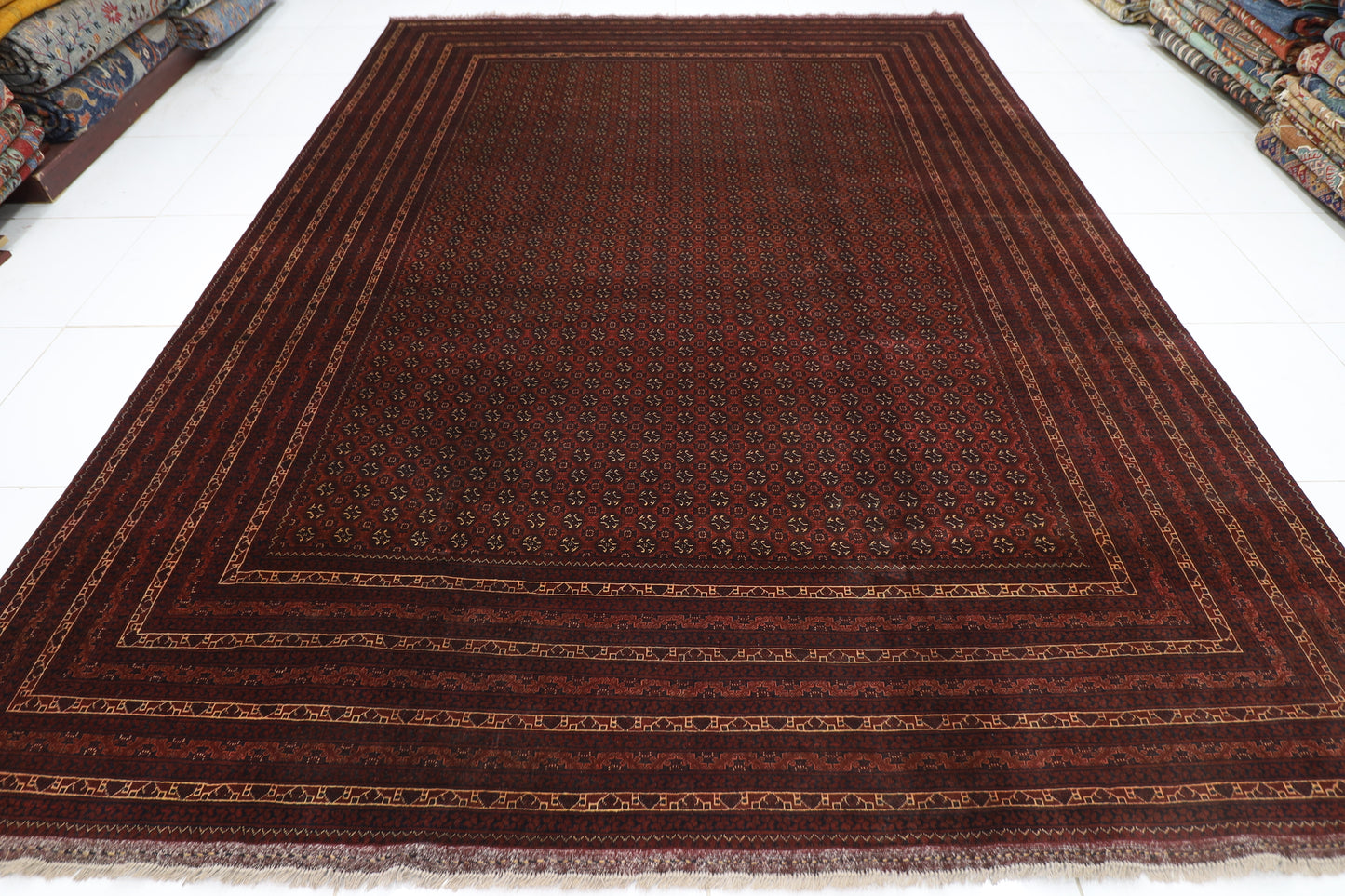 292 x 398 cm | Bokhara Afghan Tribal Hand Knotted Carpet