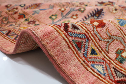406 x 591 cm | Pink Floral Large Area Rug Afghan Hand Knotted Veg Dye Wool carpet