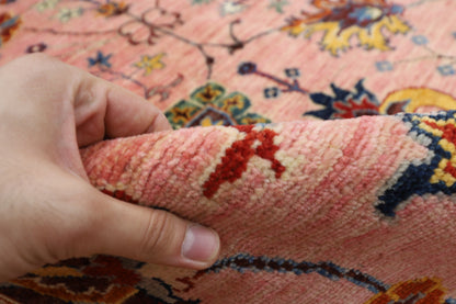 406 x 591 cm | Pink Floral Large Area Rug Afghan Hand Knotted Veg Dye Wool carpet