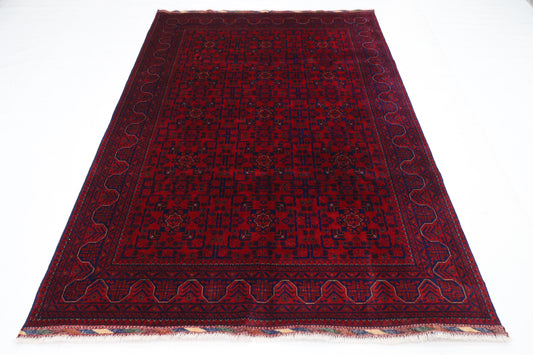 173 x 248 cm | Red Tribal Area Rug Afghan Hand Knotted Veg Dye Wool carpet