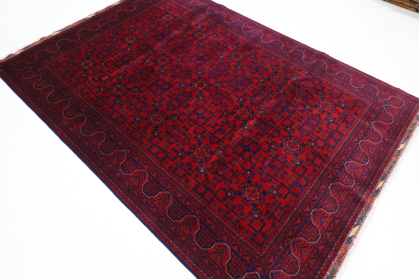 173 x 248 cm | Red Tribal Area Rug Afghan Hand Knotted Veg Dye Wool carpet
