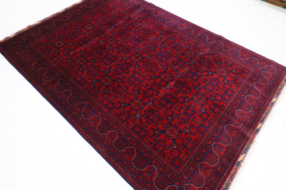 173 x 248 cm | Red Tribal Area Rug Afghan Hand Knotted Veg Dye Wool carpet
