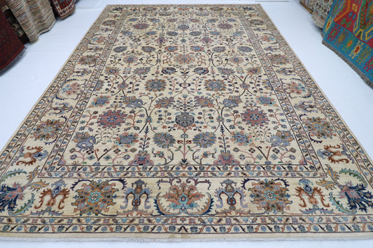 303 x 416 cm | Sultani Beige Afghan Tribal Hand Knotted Wool Carpet