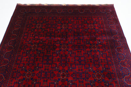 173 x 248 cm | Red Tribal Area Rug Afghan Hand Knotted Veg Dye Wool carpet