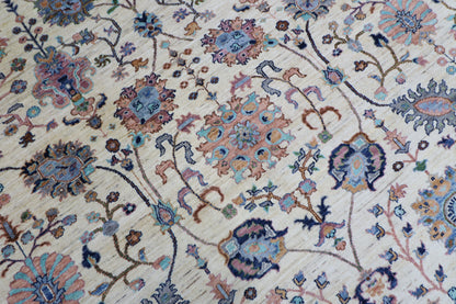 303 x 416 cm | Sultani Beige Afghan Tribal Hand Knotted Wool Carpet