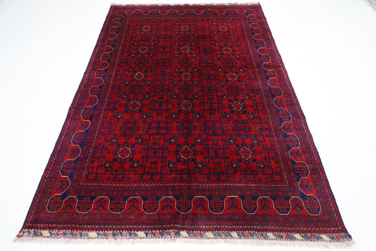 175 x 248 cm | Red Tribal Area Rug Afghan Hand Knotted Veg Dye Wool carpet