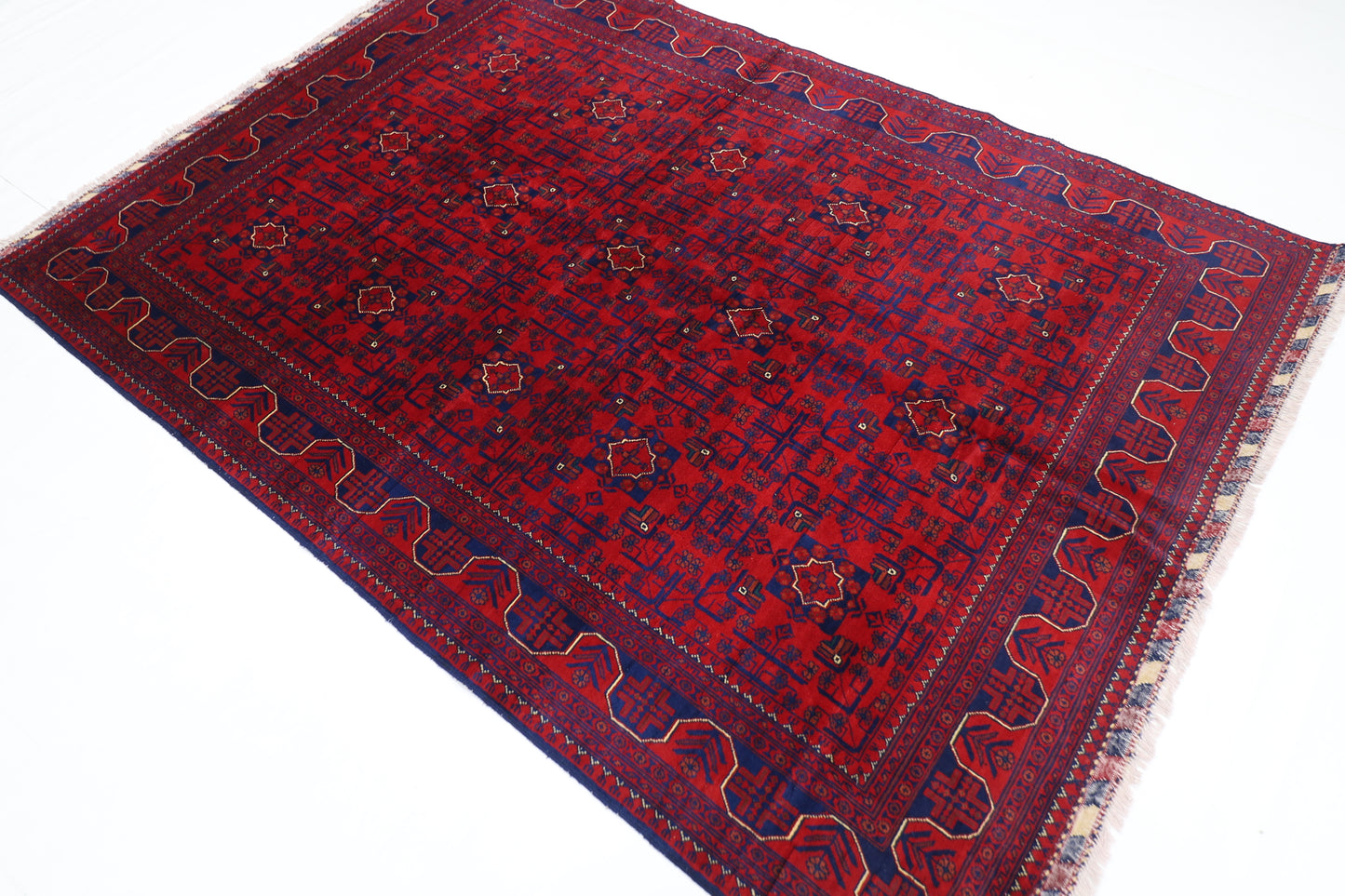 175 x 248 cm | Red Tribal Area Rug Afghan Hand Knotted Veg Dye Wool carpet