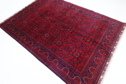 175 x 248 cm | Red Tribal Area Rug Afghan Hand Knotted Veg Dye Wool carpet