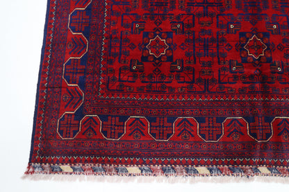 175 x 248 cm | Red Tribal Area Rug Afghan Hand Knotted Veg Dye Wool carpet