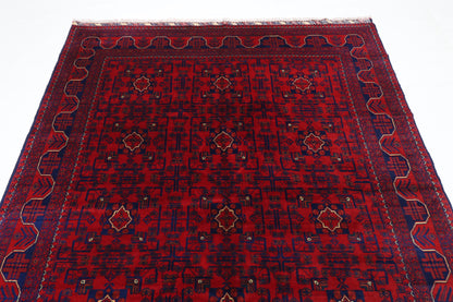 175 x 248 cm | Red Tribal Area Rug Afghan Hand Knotted Veg Dye Wool carpet