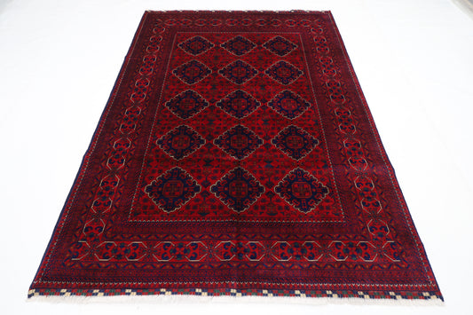 174 x 249 cm | Red Tribal Area Rug Afghan Hand Knotted Veg Dye Wool carpet