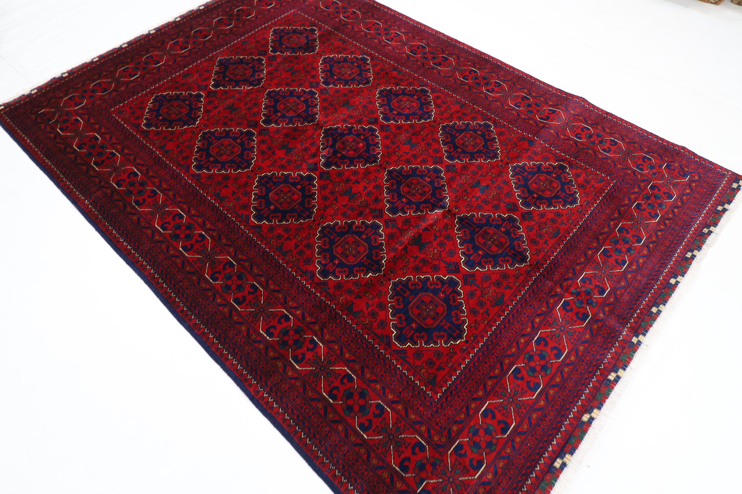 174 x 249 cm | Red Tribal Area Rug Afghan Hand Knotted Veg Dye Wool carpet