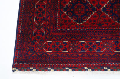 174 x 249 cm | Red Tribal Area Rug Afghan Hand Knotted Veg Dye Wool carpet