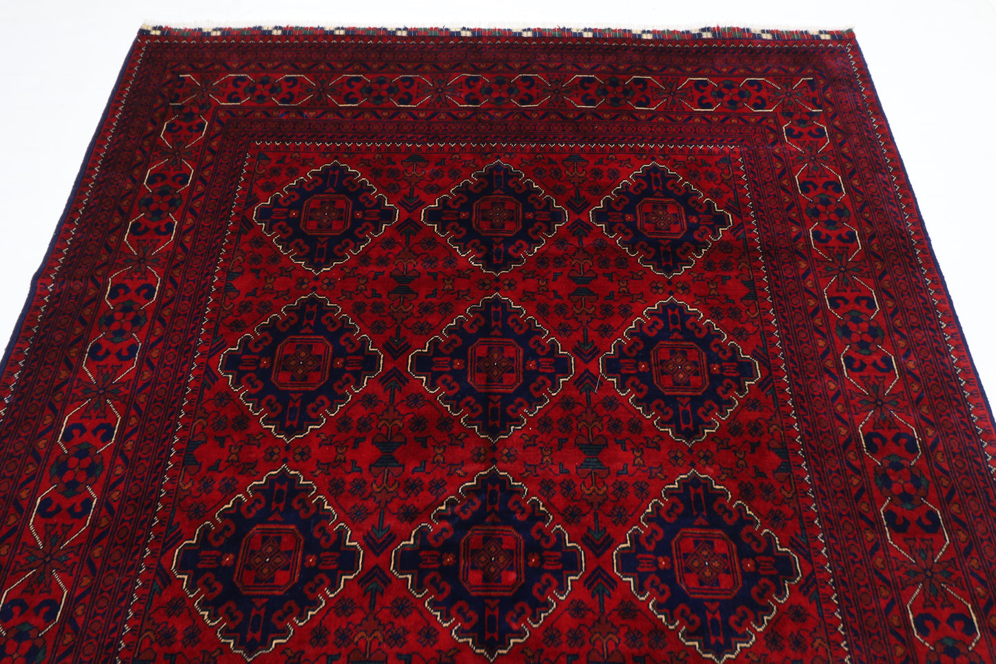 174 x 249 cm | Red Tribal Area Rug Afghan Hand Knotted Veg Dye Wool carpet